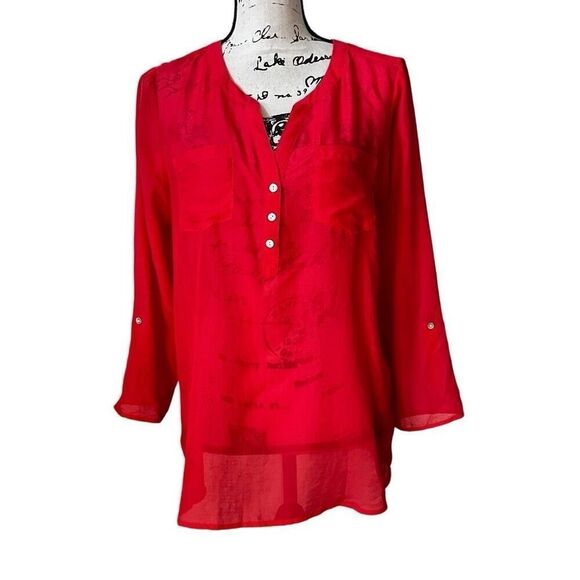 Express Orange red pullover blouse medium - Picture 1 of 6